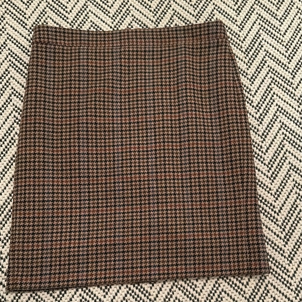 J. Crew Houndstooth Brown and Tan Pencil Skirt